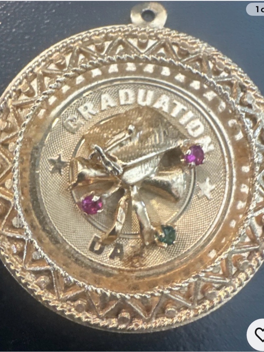 Vintage 14k Yellow Gold Graduation Day Charm/Pendant W Diploma & Stones 6.77g